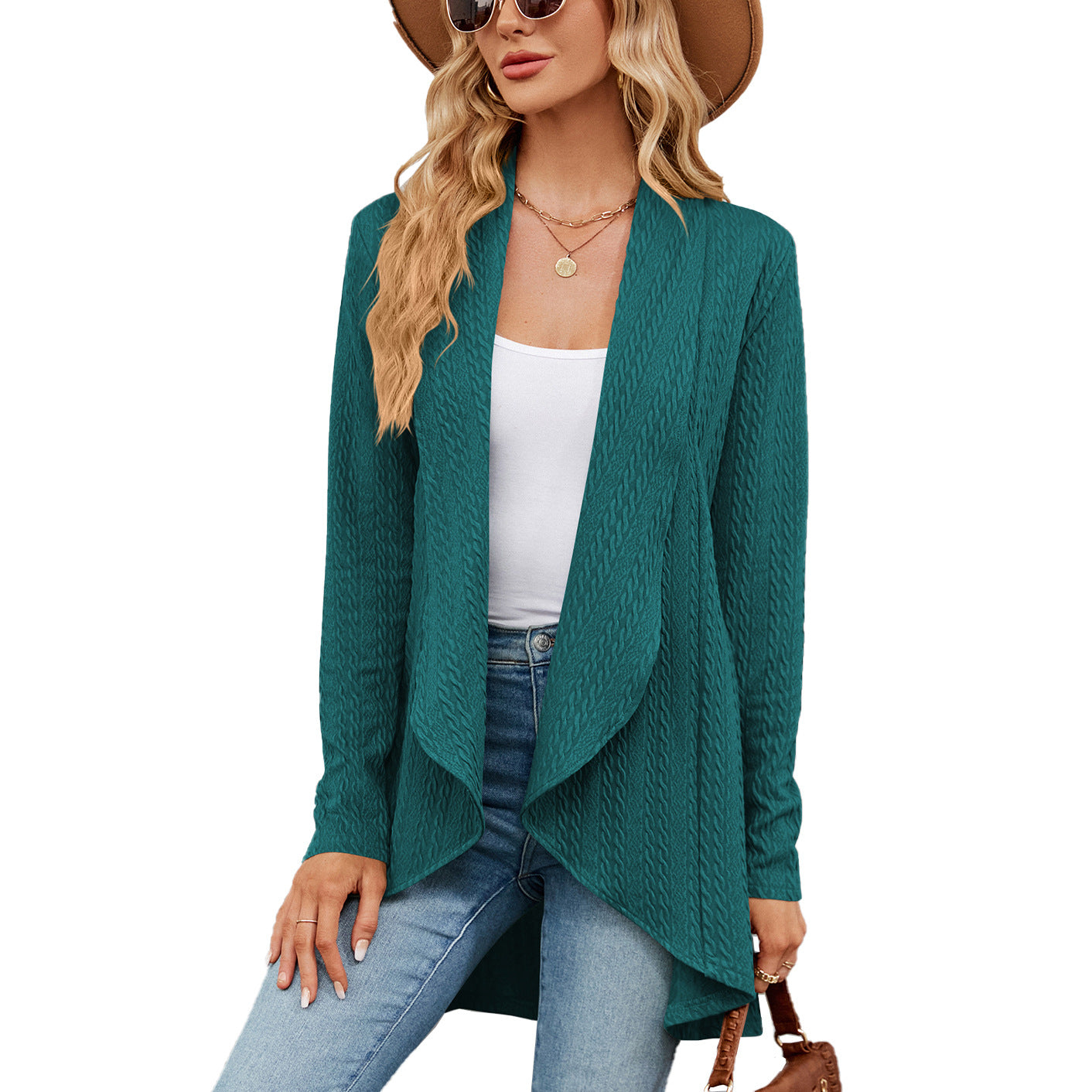 Autumn and Winter New Long sleeved Solid Color Loose Cardigan Top Women's Knitted Coat