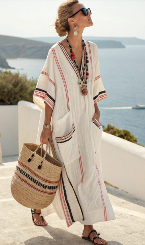 Summer Elegant Large Size Printing Long Pendulum Dress