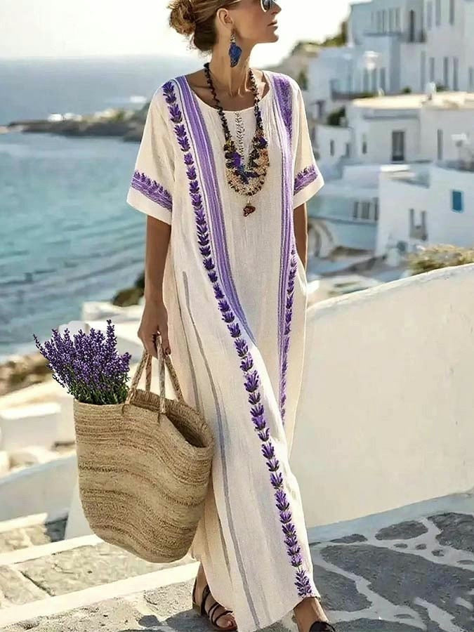 Summer Elegant Large Size Printing Long Pendulum Dress