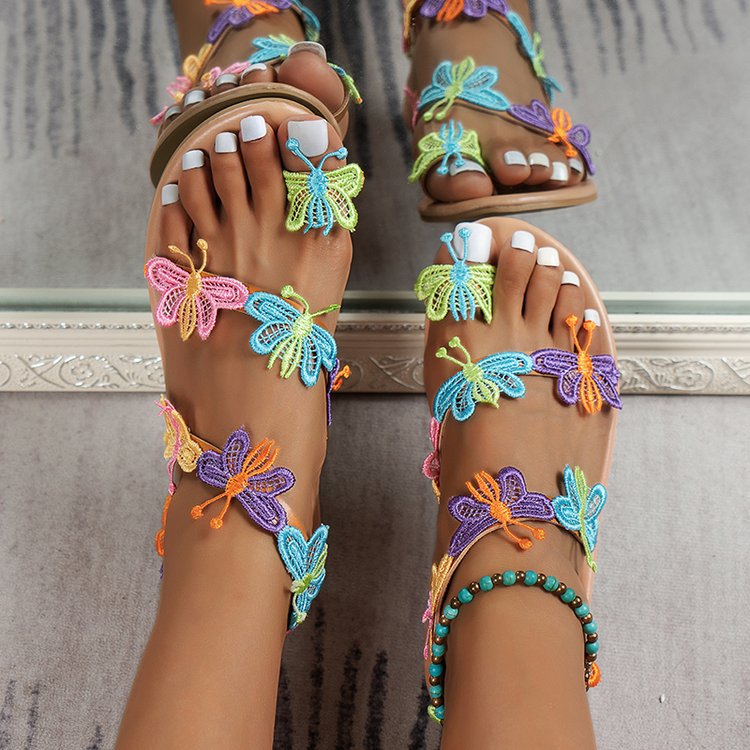 New Toe Set Colorful Holiday Light Butterfly Large Beach Shoes Sandals