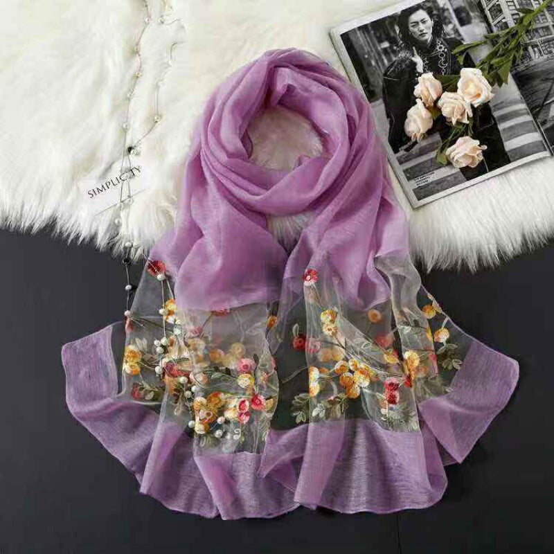 Ethnic Style Embroidered Plum Blossom Belt Spring Style Lightweight Scarf