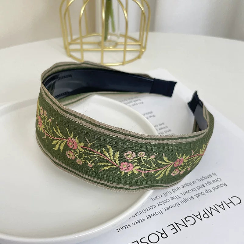 Bohemian Embroidered Headband Retro Ethnic Style Toothed Non-slip Headband Hairpin Large Flower Hair Accessories
