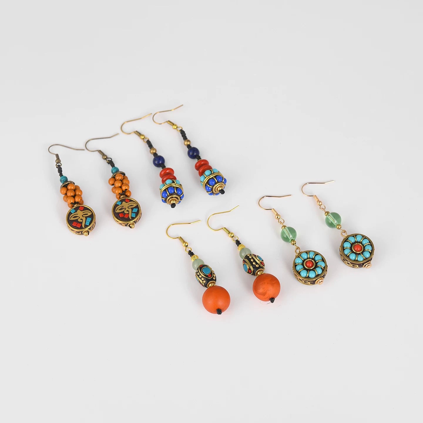 Nepal Tibetan Earrings Ethnic Style Wooden Ear Clips Women's Long Earrings