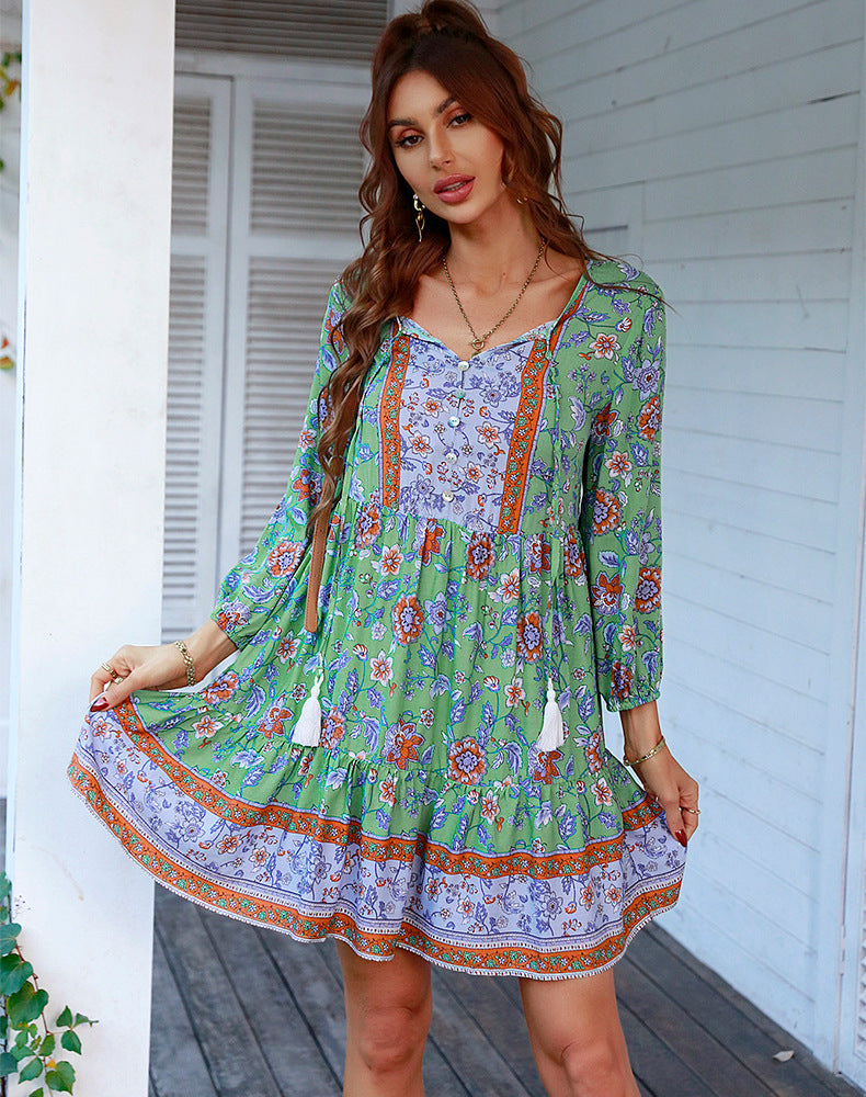 New Bohemian Leisure Resort Style Dress Short Skirt