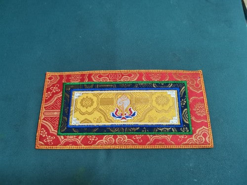 Tibetan Style Cloth Mat Embroidered with Eight Auspicious Crosses, Diamond Pestle, Bell Pestle, Tablecloth