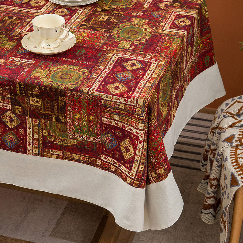 Bohemian Cotton Linen Tablecloth, Living Room, Coffee Table, Household Rectangular Dining Table, Table Mat, Dustproof Tablecloth