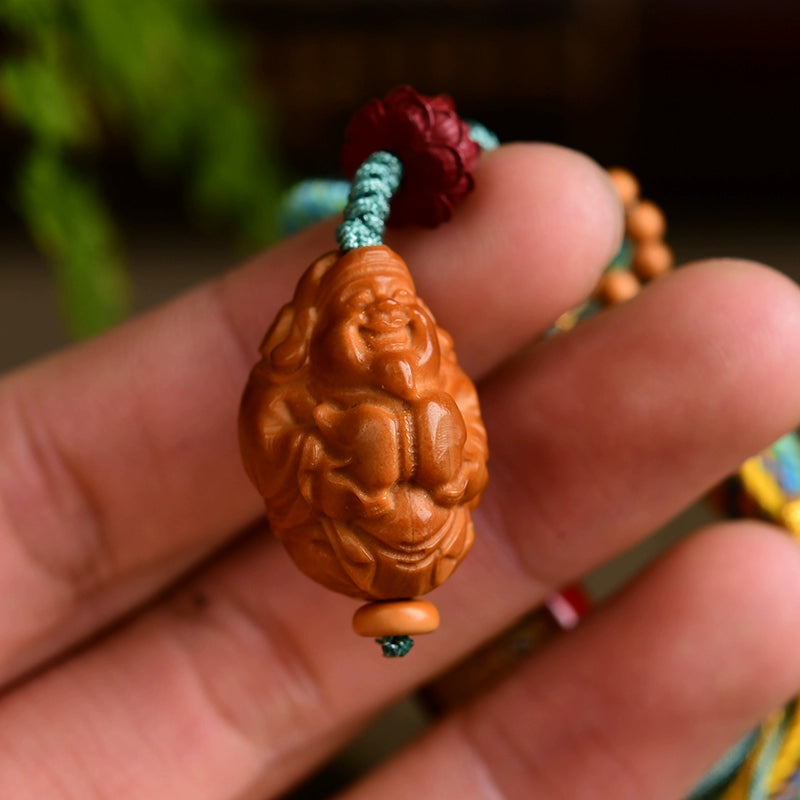 Five-way God of Wealth Keychain Bag Hanging Pendant, with Olive Core God of Wealth, Hand-woven Tassel TY1645