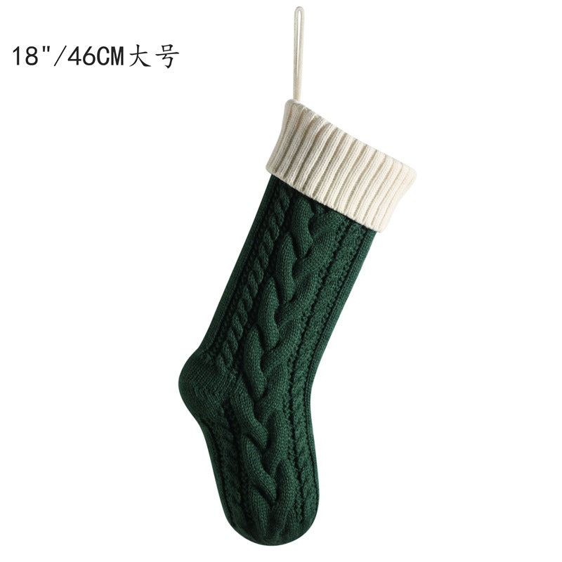 Knitted Christmas gift bag Decorative stockings Christmas stockings Hanging piece Color matching enlarged stagger Fried Dough Twists large capacity gift bag