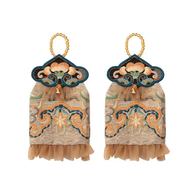 New Ethnic Style Embroidered Flower Wrist Gloves Women's Short Lace Decorative Bell Gloves Wrist Guards