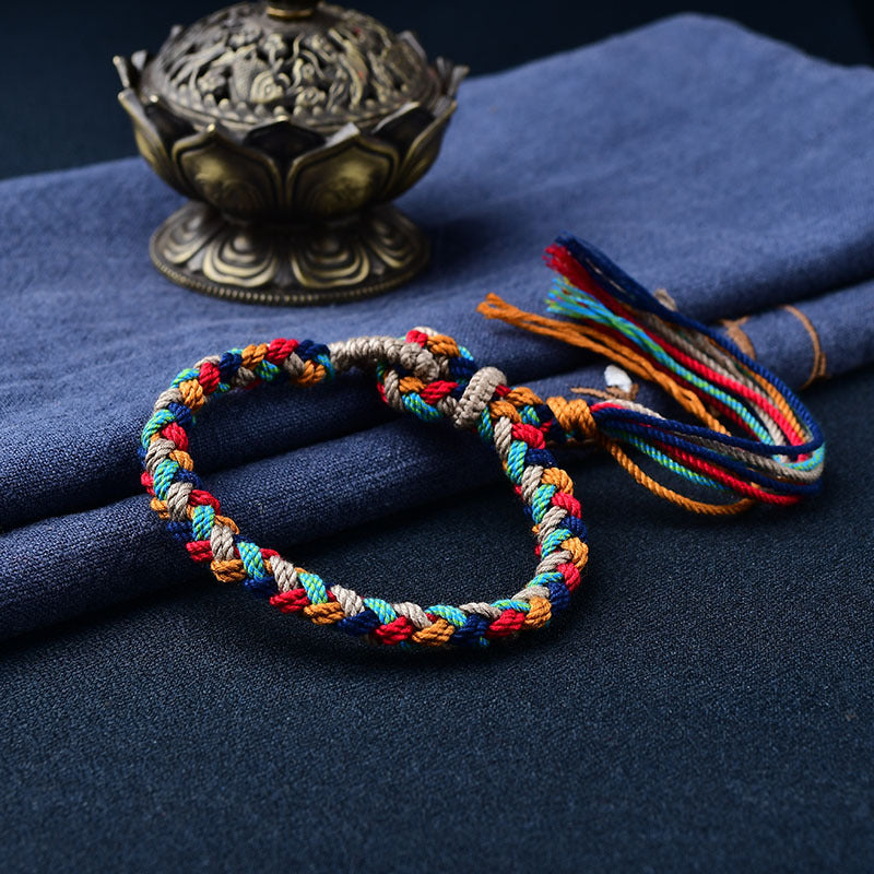 Tibetan Handwoven Colorful Handrope Bracelet Rope Wealth God Bracelet