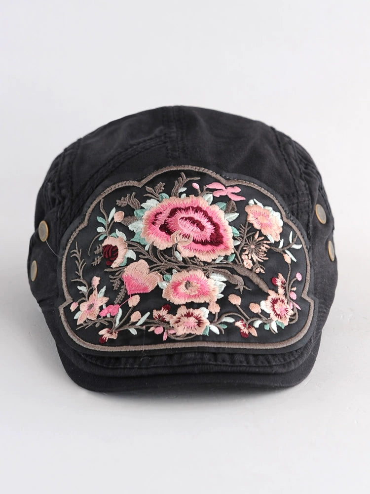 New Embroidered National Style Hat Women's Spring Summer and Autumn Breathable Cap Fashion Versatile Beret Women's Forward Hat Women's Hat