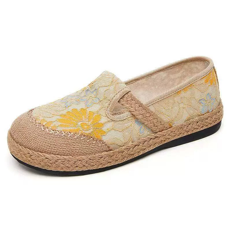 New Ethnic Style Lazy Fisherman Shoes Linen Comfortable Breathable Women's Shoes Retro Style Soft Sole Cloth Shoes