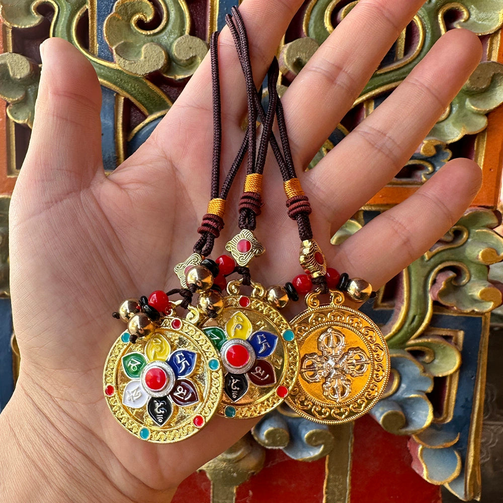 Tibetan Folk Talisman Ornament Colorful six-character mantra pendant Natal year keychain keychain