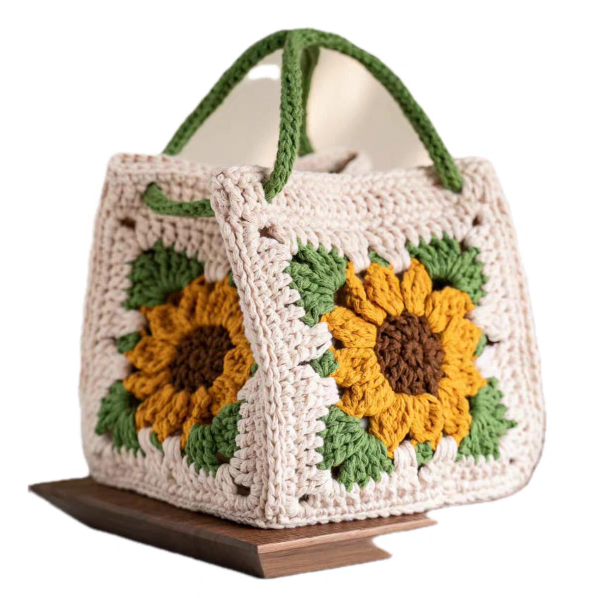 Grid Small Square Bag Wool Knitting Bag
