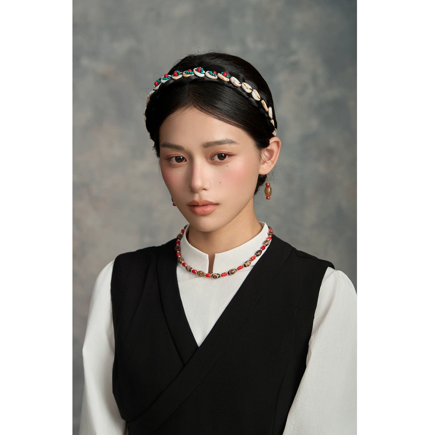 Tibetan Agate Dzi Bead Earrings, Niche Retro Ethnic Style Jewelry