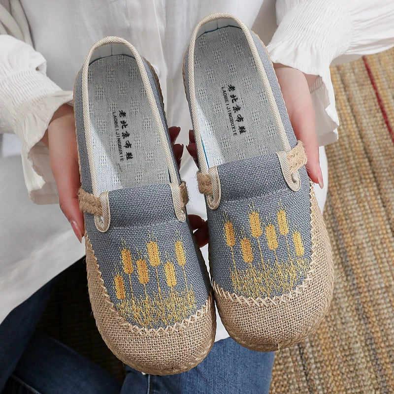 New Ethnic Style Lazy Fisherman Shoes Linen Comfortable Breathable Women's Shoes Retro Style Soft Sole Cloth Shoes
