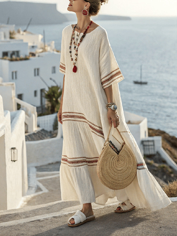 Summer Elegant Large Size Printing Long Pendulum Dress