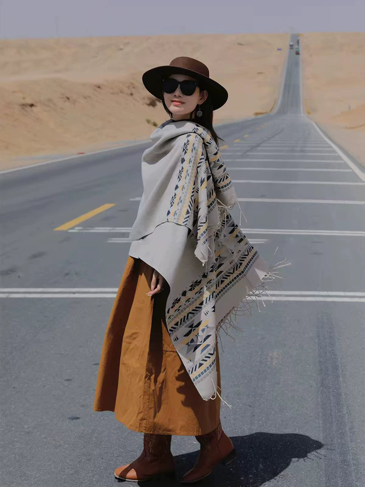 Ethnic Style Wearing Shawl Outside Women's 2026 New Cape Scarf