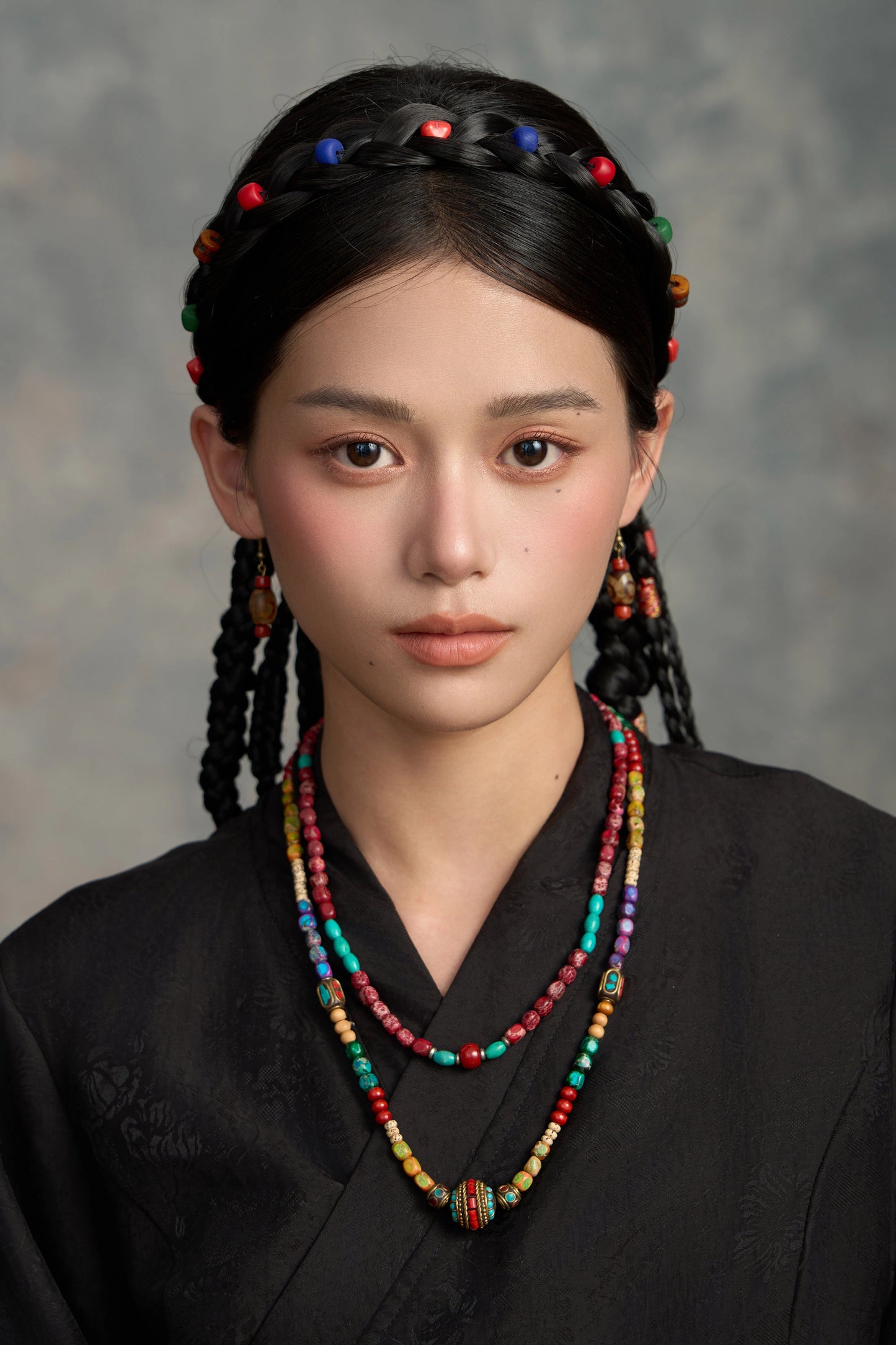 Tibetan Colored Turquoise Bodhi Bead Necklace, Lhasa Ethnic Style Jewelry, Original Design Tibetan Clothing Accessories Women
