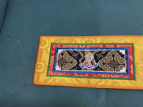 Tibetan Style Cloth Mat Embroidered with Eight Auspicious Crosses, Diamond Pestle, Bell Pestle, Tablecloth