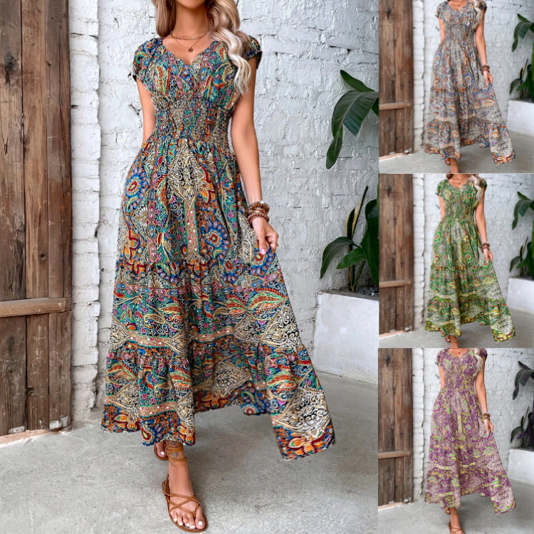 New Temperament Fashion High Waist Bohemian Dress