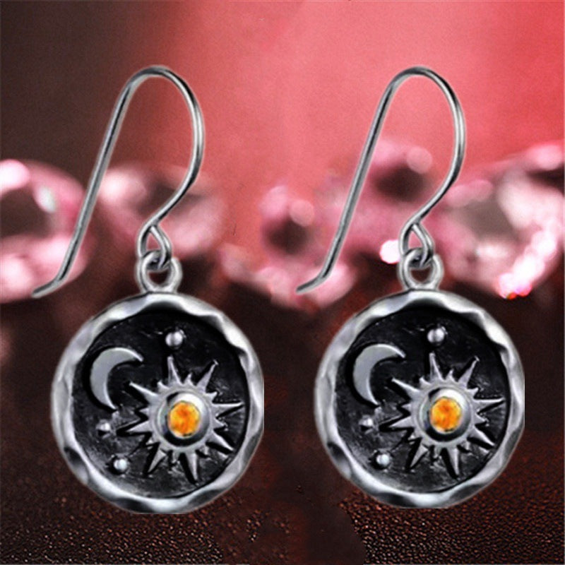 Bohemian Vintage Sun Moon Fashion Earrings Earrings Necklace Set