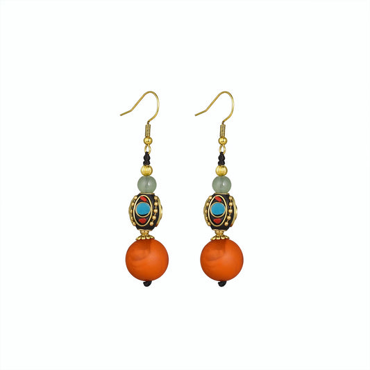 Nepal Tibetan Earrings Ethnic Style Wooden Ear Clips Women's Long Earrings