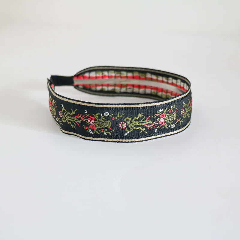 Vintage Ethnic Style Cotton and Linen Embroidery Floral Garland Pattern Fabric Lace Exquisite Headband Bohemian Headdress Head Buckle