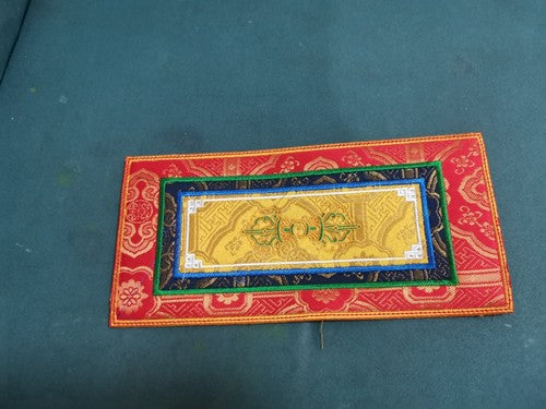 Tibetan Style Cloth Mat Embroidered with Eight Auspicious Crosses, Diamond Pestle, Bell Pestle, Tablecloth