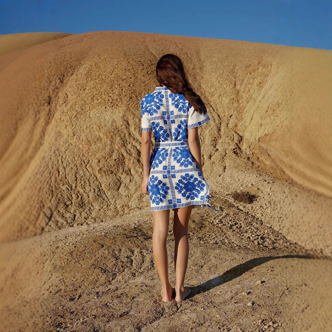Spot Summer Casual Women's Fashion Printed Strap Dress