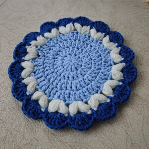 Hand-crocheted Blue Lace Coaster Wool Thermal Insulation Placemat