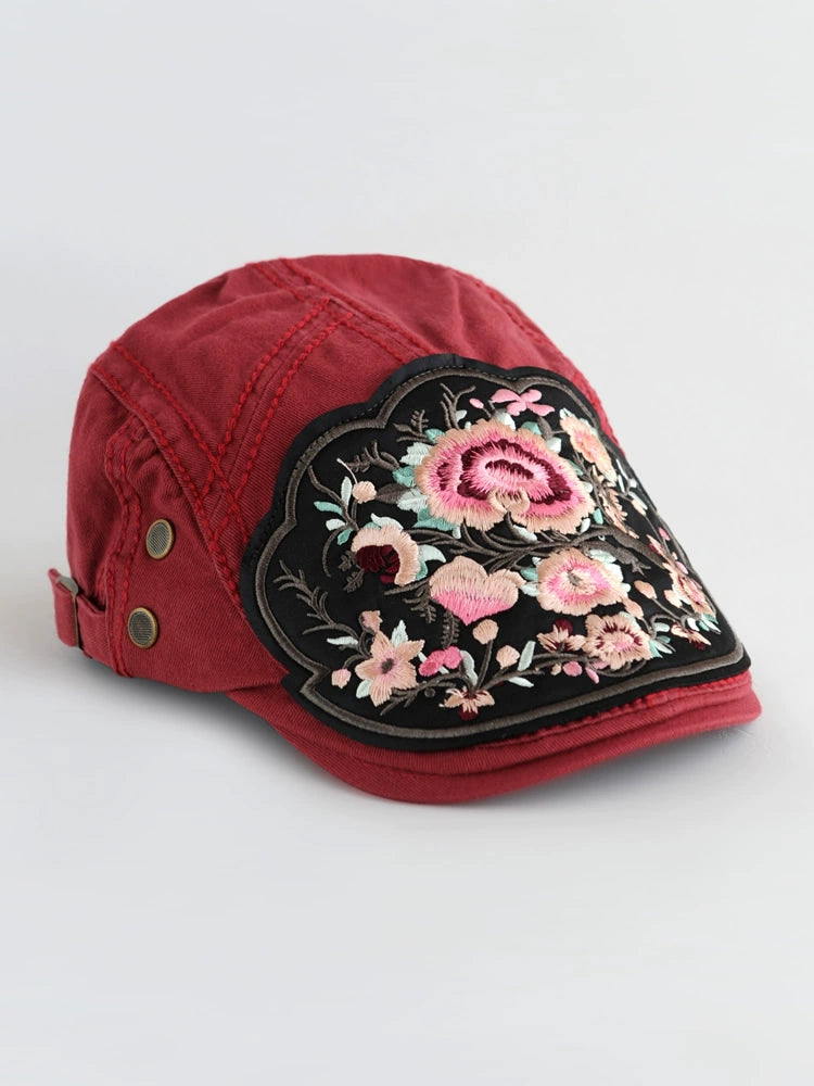 New Embroidered National Style Hat Women's Spring Summer and Autumn Breathable Cap Fashion Versatile Beret Women's Forward Hat Women's Hat