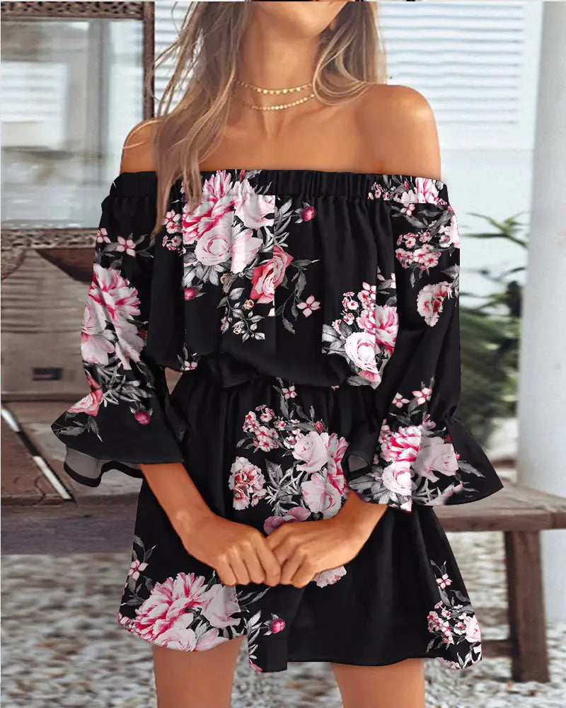 Sexy and Fashionable One Shoulder Printed Dress