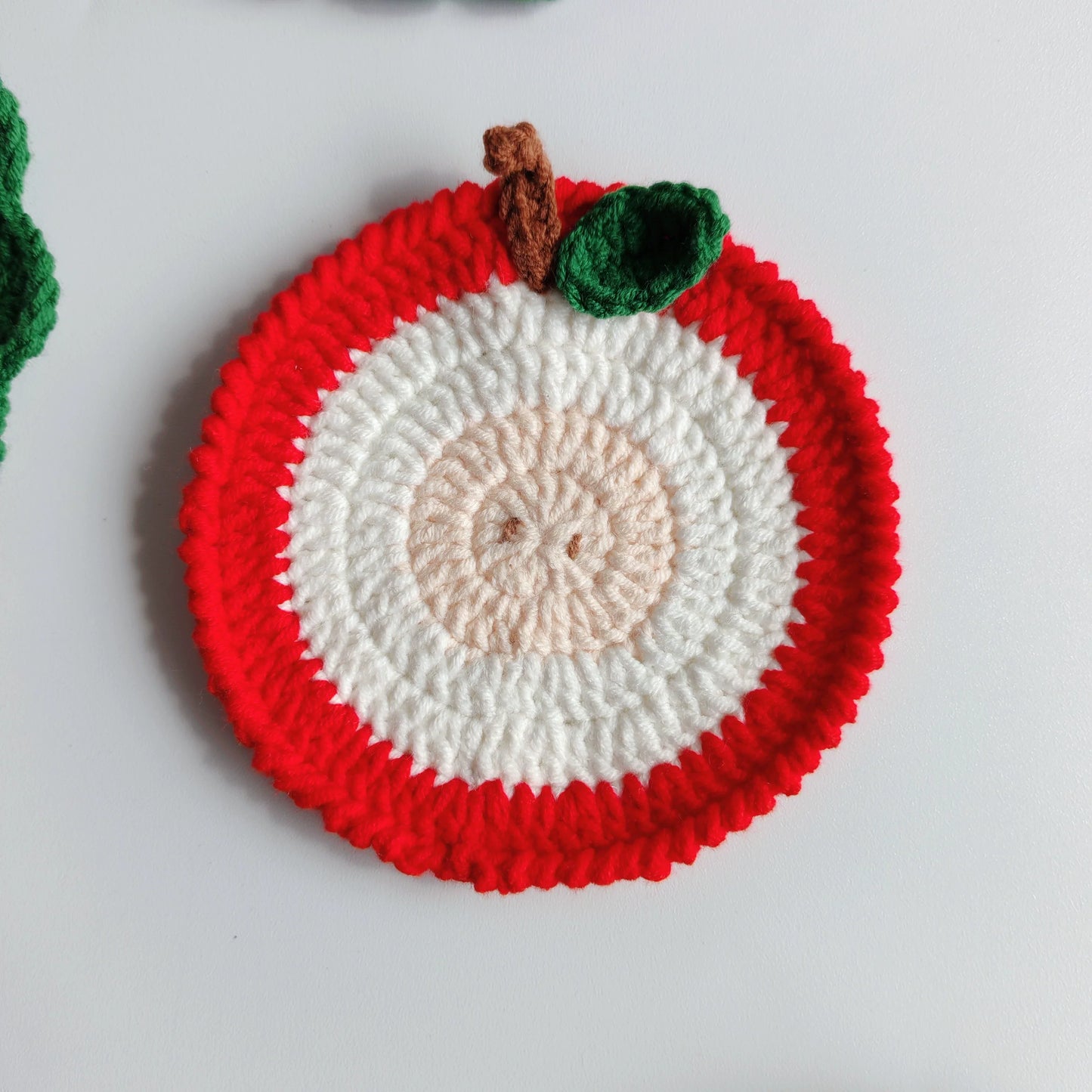 Hand-crocheted Christmas Coaster Wool Love Apple Coaster Christmas Gift