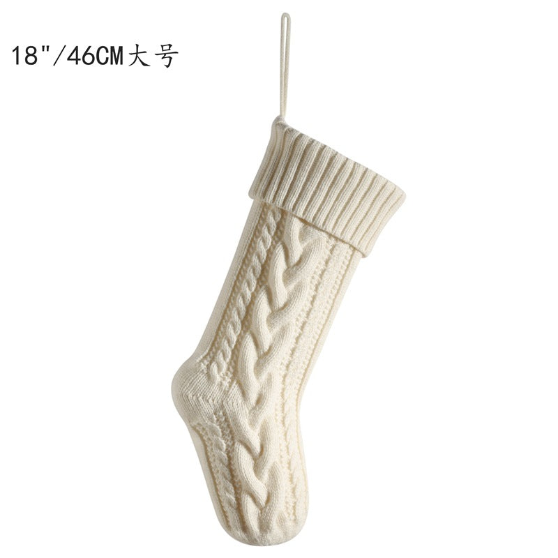 Knitted Christmas gift bag Decorative stockings Christmas stockings Hanging piece Color matching enlarged stagger Fried Dough Twists large capacity gift bag