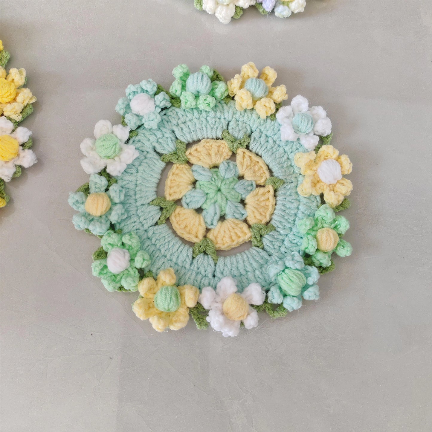 Hand Crocheted Wool Lily of The Valley Coaster Thermal Insulation Pad Small Bouquet for Girls Gifts