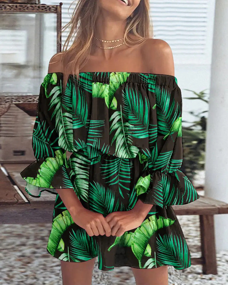 Sexy and Fashionable One Shoulder Printed Dress