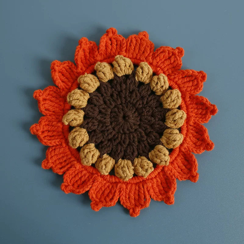 Non-slip Hand-woven Exquisite Large Coaster Sweet Wool Crocheted Vase Mat New Handmade Knitted Flower