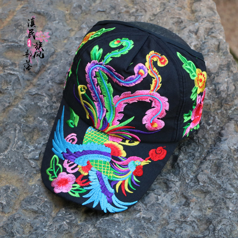 Ethnic Embroidered Floral Style Baseball Cap Hat