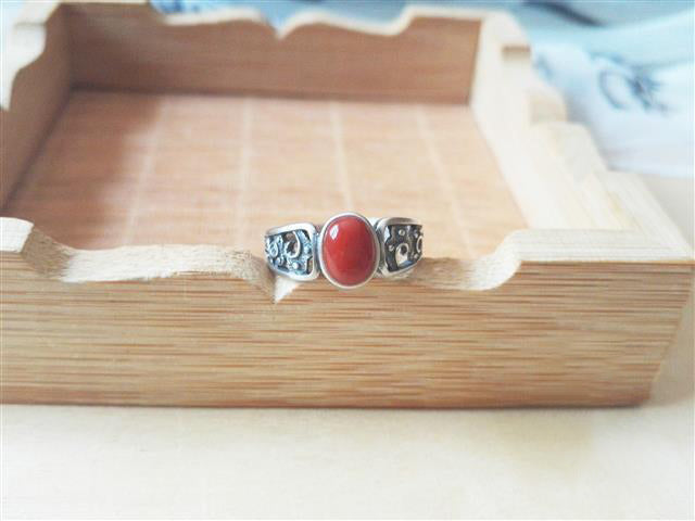 S925 Silver Plated Hollow Pattern Agate Ring with Imperial Ancient Style, National Style, Retro Style Ring