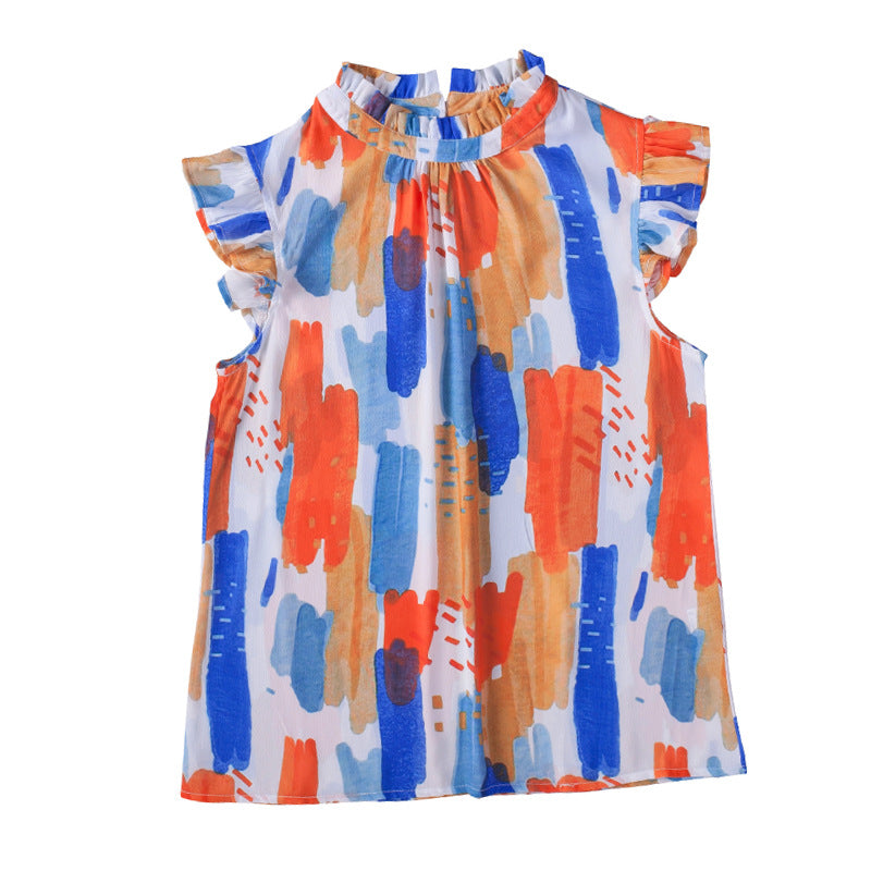 Summer New Loose Sleeveless Tops Color Printed Vest Tops