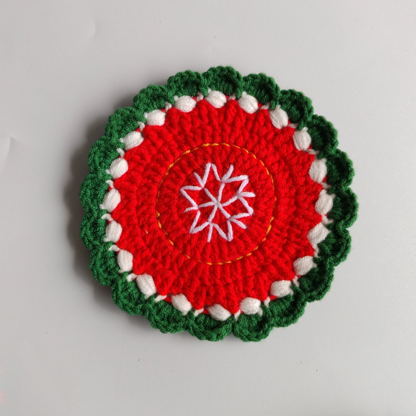 Hand-crocheted Christmas Coaster Wool Love Apple Coaster Christmas Gift