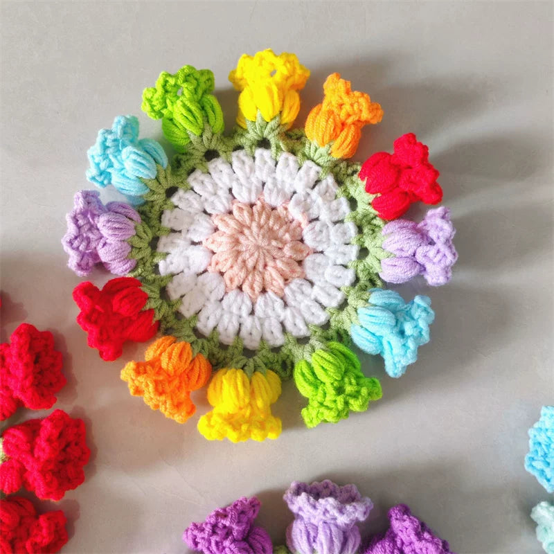Hand Crocheted Wool Lily of The Valley Coaster Thermal Insulation Pad Small Bouquet for Girls Gifts