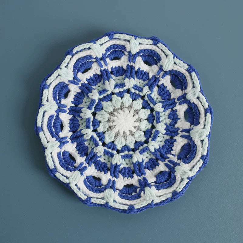 Non-slip Hand-woven Exquisite Large Coaster Sweet Wool Crocheted Vase Mat New Handmade Knitted Flower