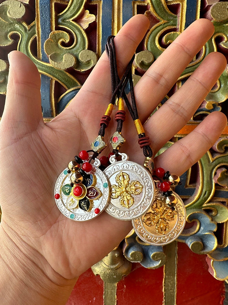 Tibetan Folk Talisman Ornament Colorful six-character mantra pendant Natal year keychain keychain