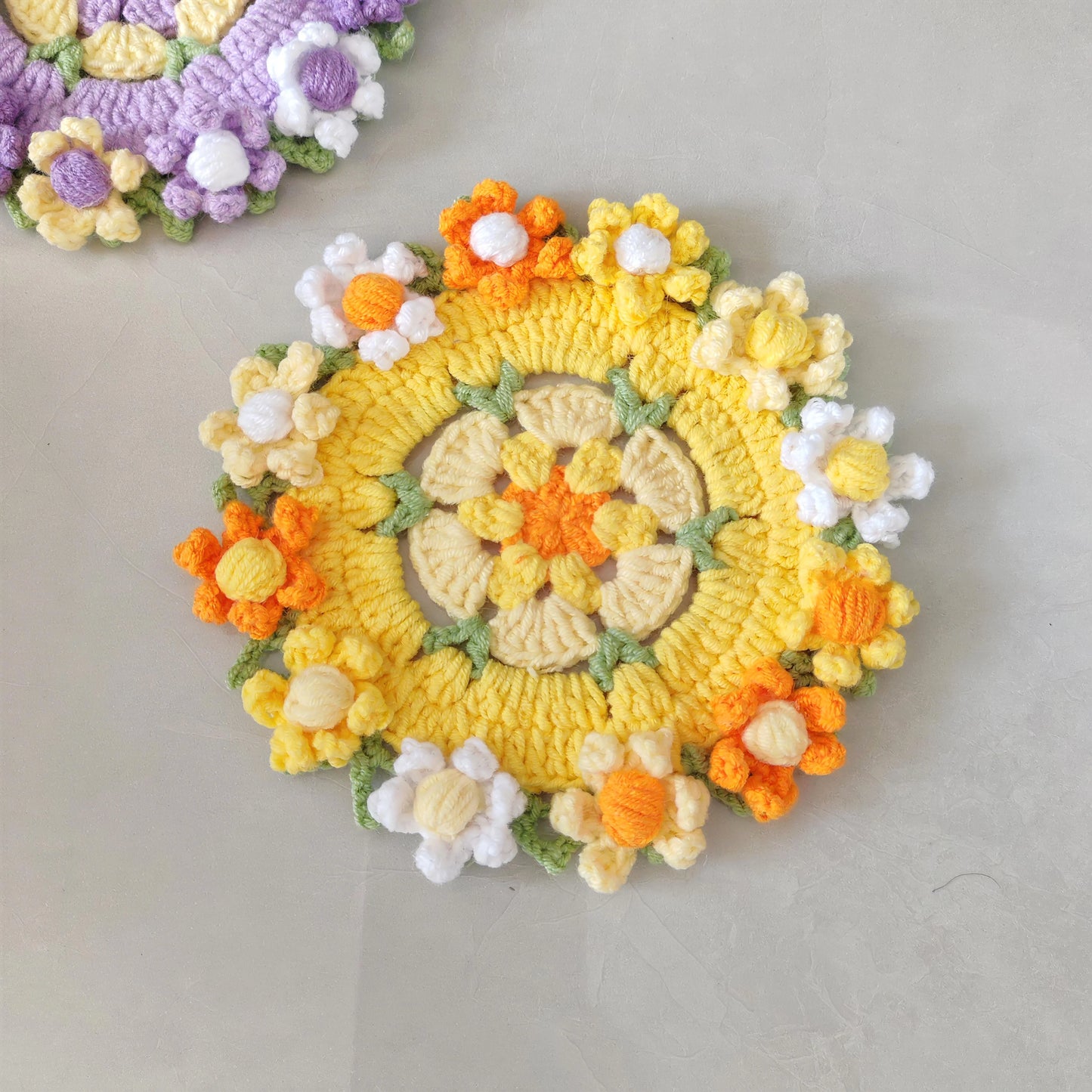 Hand Crocheted Wool Lily of The Valley Coaster Thermal Insulation Pad Small Bouquet for Girls Gifts