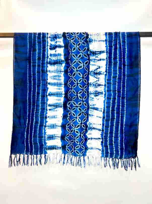 New Blue Dye Tie Scarf Ethnic Style Tie Dye Retro Large Shawl Long Detached Tibetan Blue Art Wax Dyed Scarf