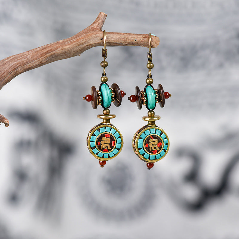 Vintage Niche Design, Nepali Exotic Tibetan Style Earrings, Feminine Simplicity, Ethnic Style Personality Handmade Earrings