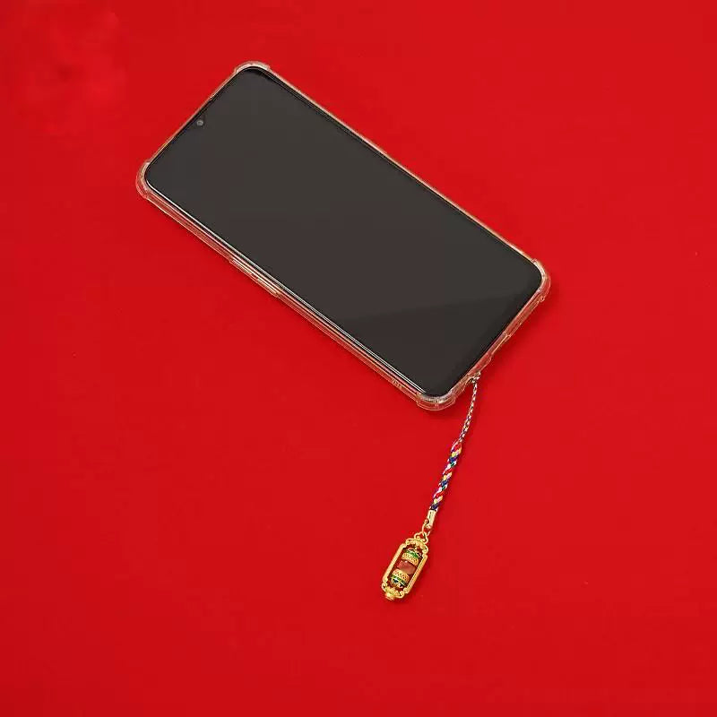 Tibetan Wheel Prayer Tube Brass Material Mobile Phone Keychain Bag Pendant, Ethnic Style Jewelry