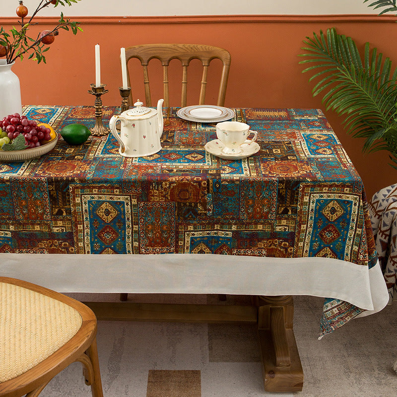 Bohemian Cotton Linen Tablecloth, Living Room, Coffee Table, Household Rectangular Dining Table, Table Mat, Dustproof Tablecloth